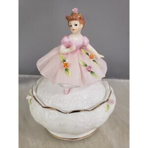 RARE Vintage 1975 Maruri‎ Masterpiece Bone China Girl Trinket Box Enesco Ballet